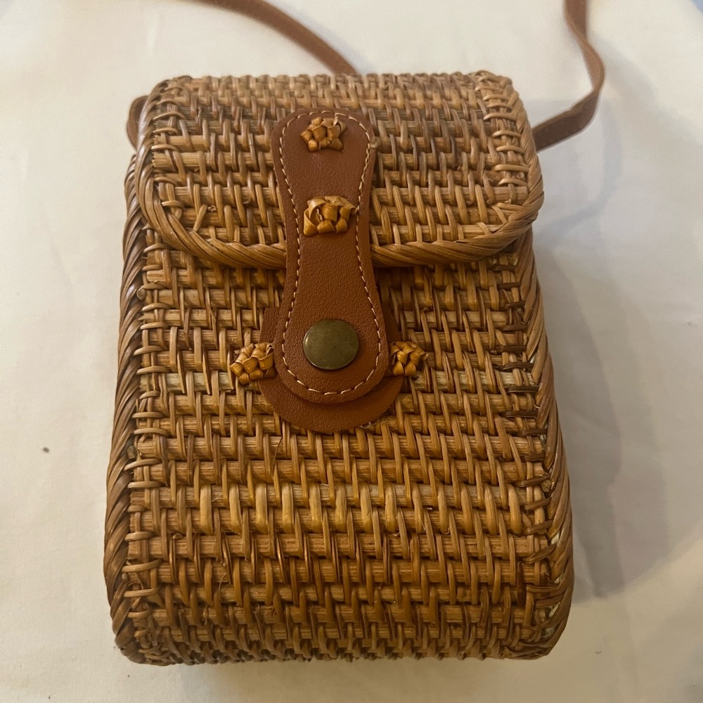 Brown Woven Crossbody Bag
